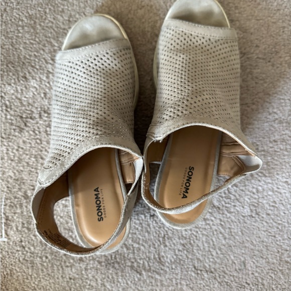 Sonoma Taupe Perforated Wedge Sandals - Picture 6 of 6